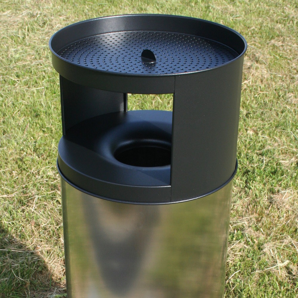N° de l'image du produit 2 : Combiné cendrier-poubelle FLORENZ, acier inoxydable, 25 litres