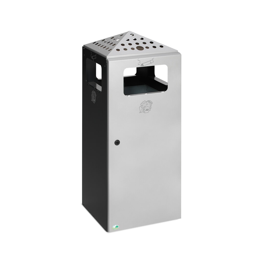 Combiné cendrier-poubelle VAR®, avec toît perforé, tôle d’acier, 80 litres Illustration du produit: Combiné cendrier-poubelle VAR®, avec toît perforé, tôle d’acier, 80 litres
