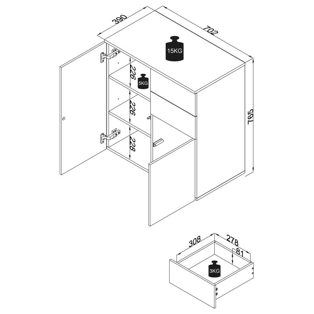 VCM Commode Dalosa 4 compartiments, blanc N° de l'image du produit 6 : VCM Commode Dalosa 4 compartiments, blanc
