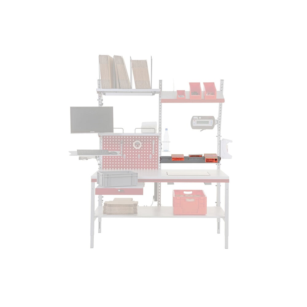 N° de l'image du produit 4 : Compartiment de rangement pour ustensiles pour les Rocholz tables d’emballage FLEX, complet avec bras porteurs