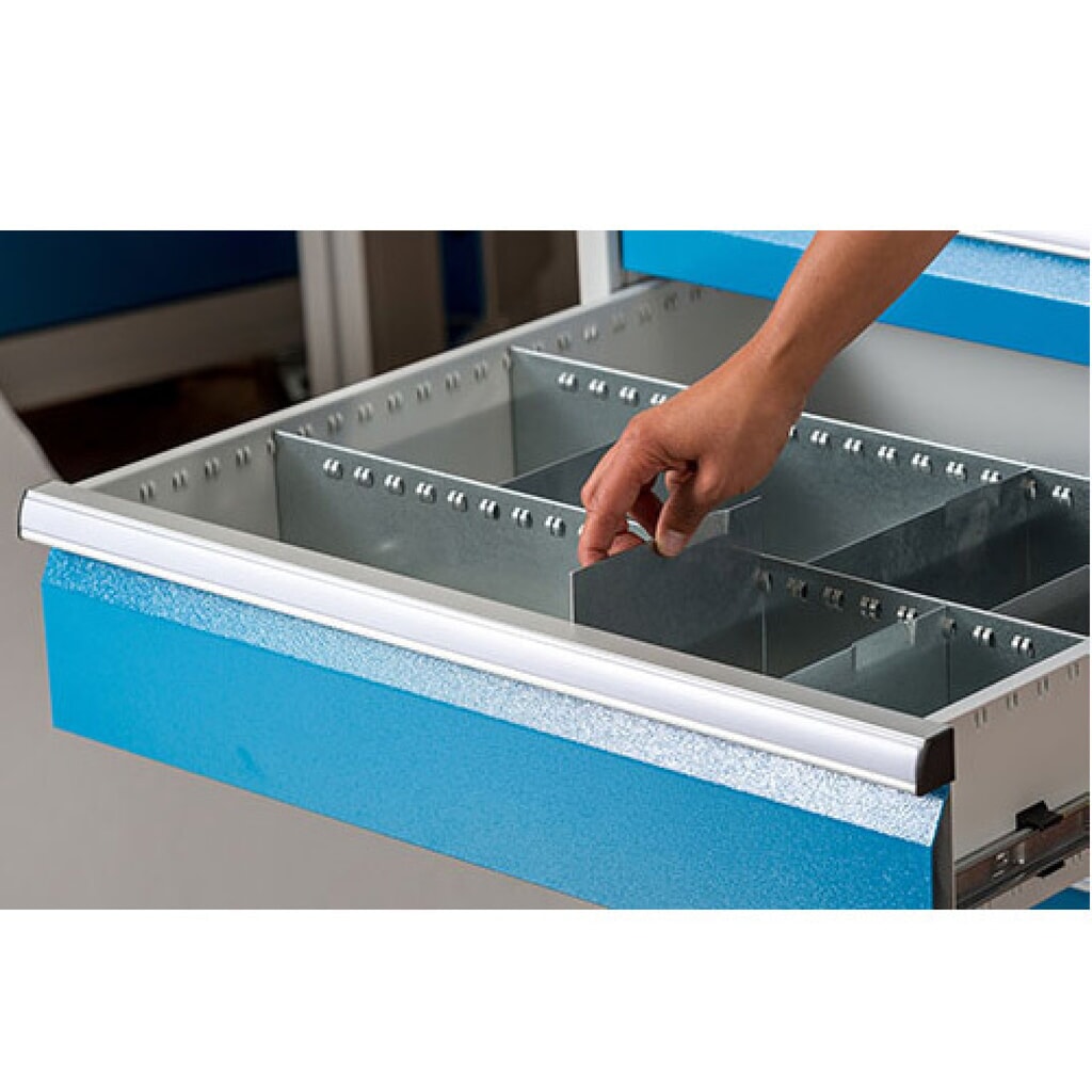 N° de l'image du produit 2 : Compartimentage de tiroir métallique pour établis en ligne Bedrunka+Hirth, pour une hauteur de façade de 100 mm