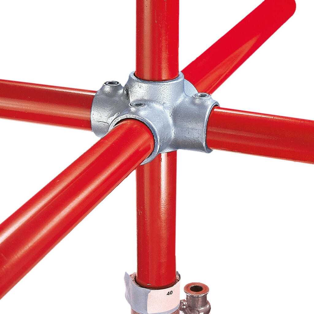 Connecteur en croix avec 4 sorties pour système de raccords tubulaires Kee Klamp®