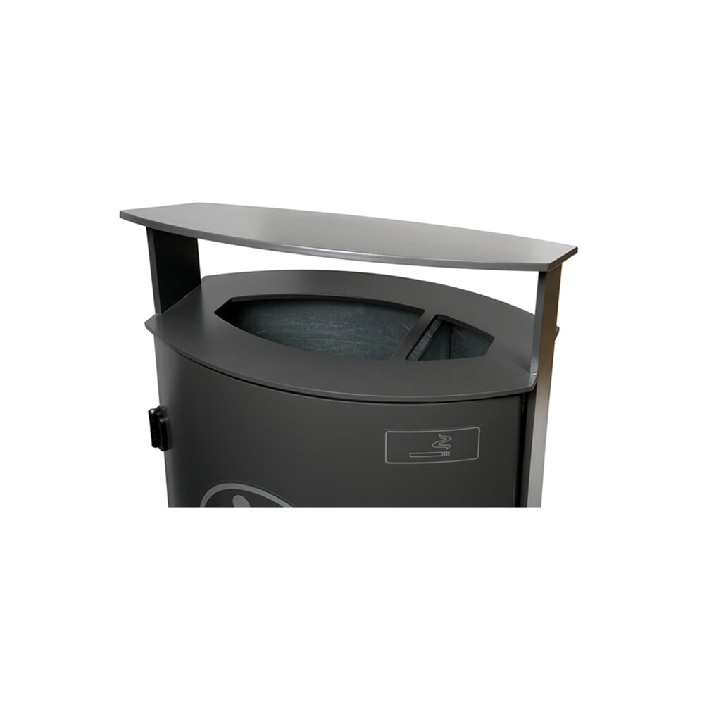 Poubelle RENNER avec capot biseauté et cendrier modèle 7092, 70 litres, cobalt bleu N° de l'image du produit 2 : Poubelle RENNER avec capot biseauté et cendrier modèle 7092, 70 litres, cobalt bleu