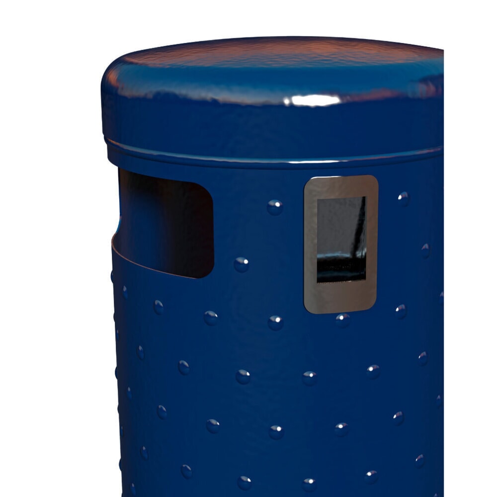 N° de l'image du produit 2 : Conteneur à déchets RENNER avec vidage par le fond et cendrier chromé modèle 7022, ronde, 50 litres, design avec tôle alvéolée, galvanisée à chaud