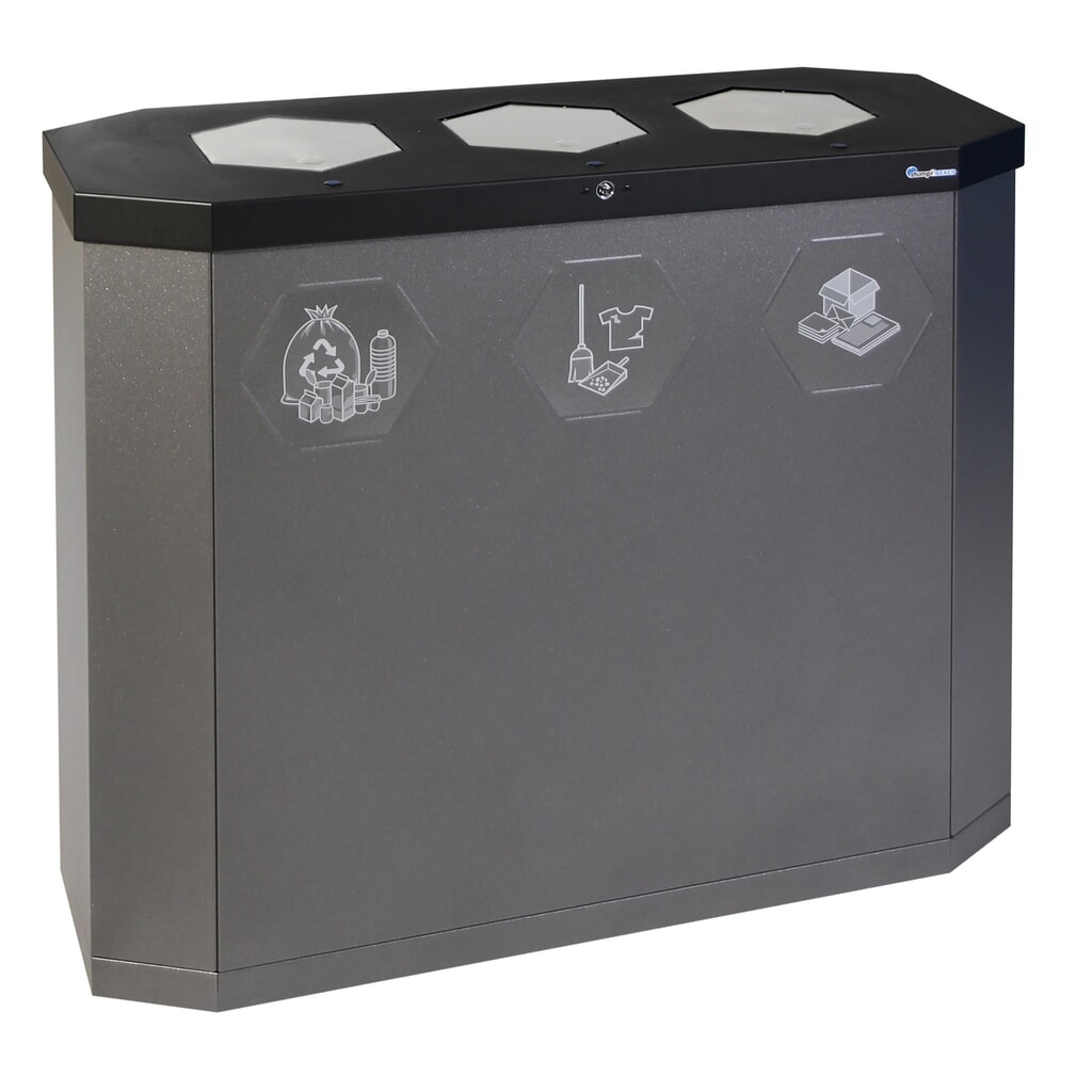 Conteneur à déchets stumpf®, Sixco 3 swing fer micacé Illustration du produit: Conteneur à déchets stumpf®, Sixco 3 swing fer micacé