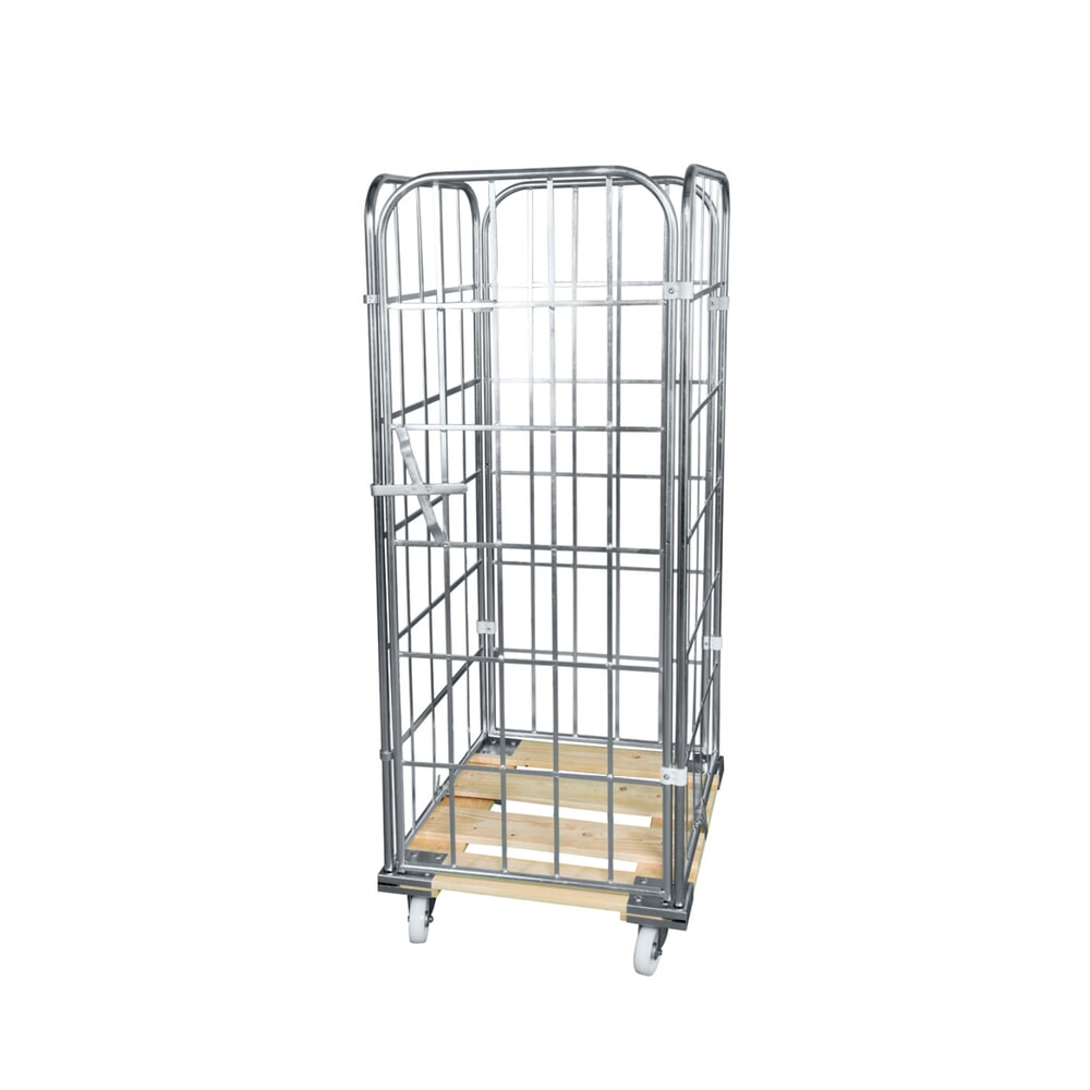 Illustration du produit: Conteneur à roulettes, 4 côtés, paroi avant monobloc, plateaux à roulettes en bois, HxlxP 1 650 x 720 x 810 mm