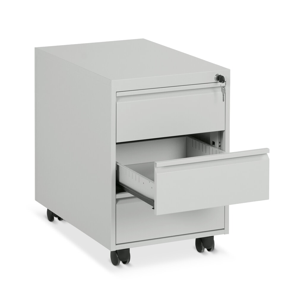 N° de l'image du produit 2 : Conteneur à roulettes avec serrure à cylindre + verrouillage centralisé, 3 tiroirs, HxlxP 560 x 390 x 600 mm