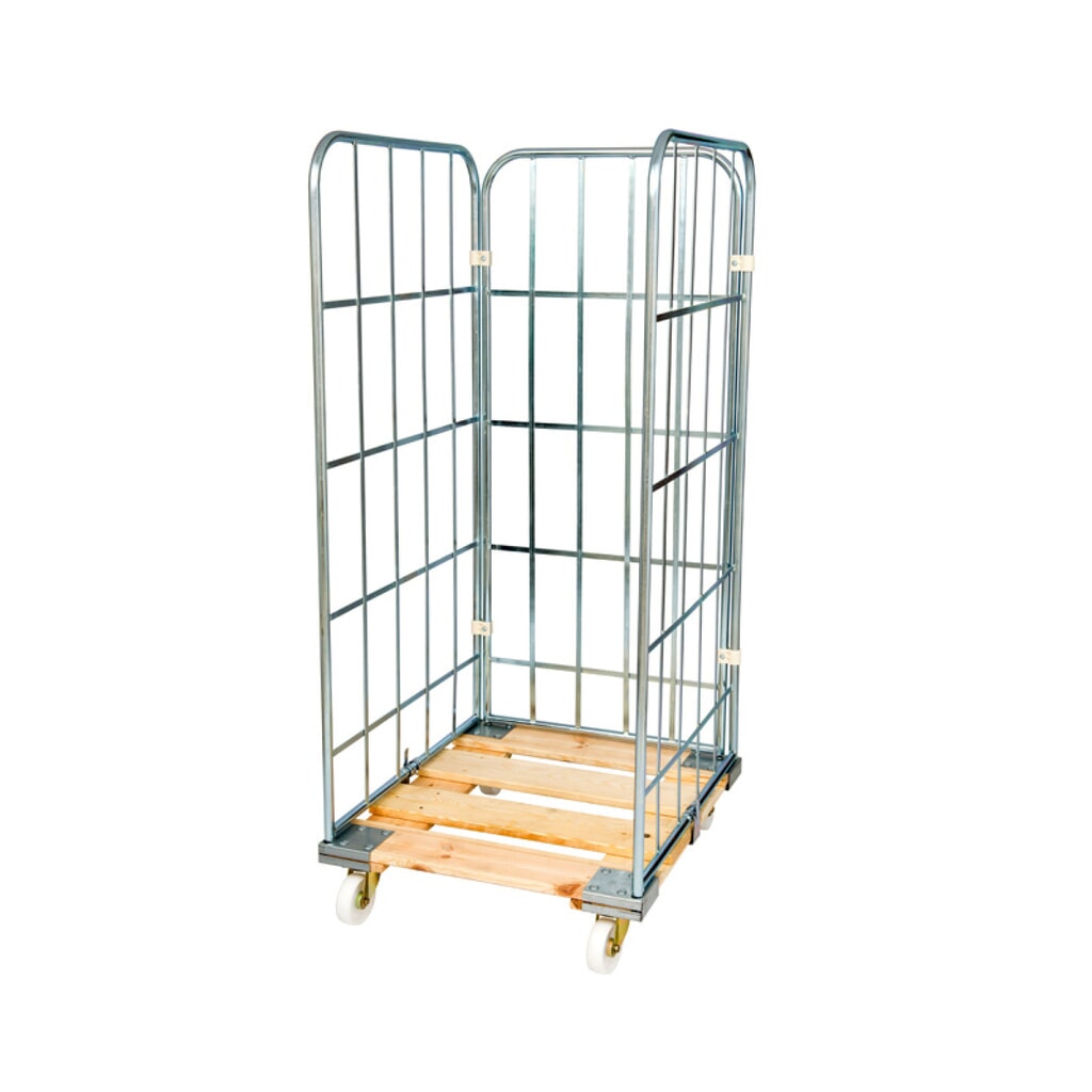 Illustration du produit: Conteneur à roulettes Classic, 3 côtés, galvanisé, plaque roulante en bois, H x l x P 1 650 x 710 x 810 mm
