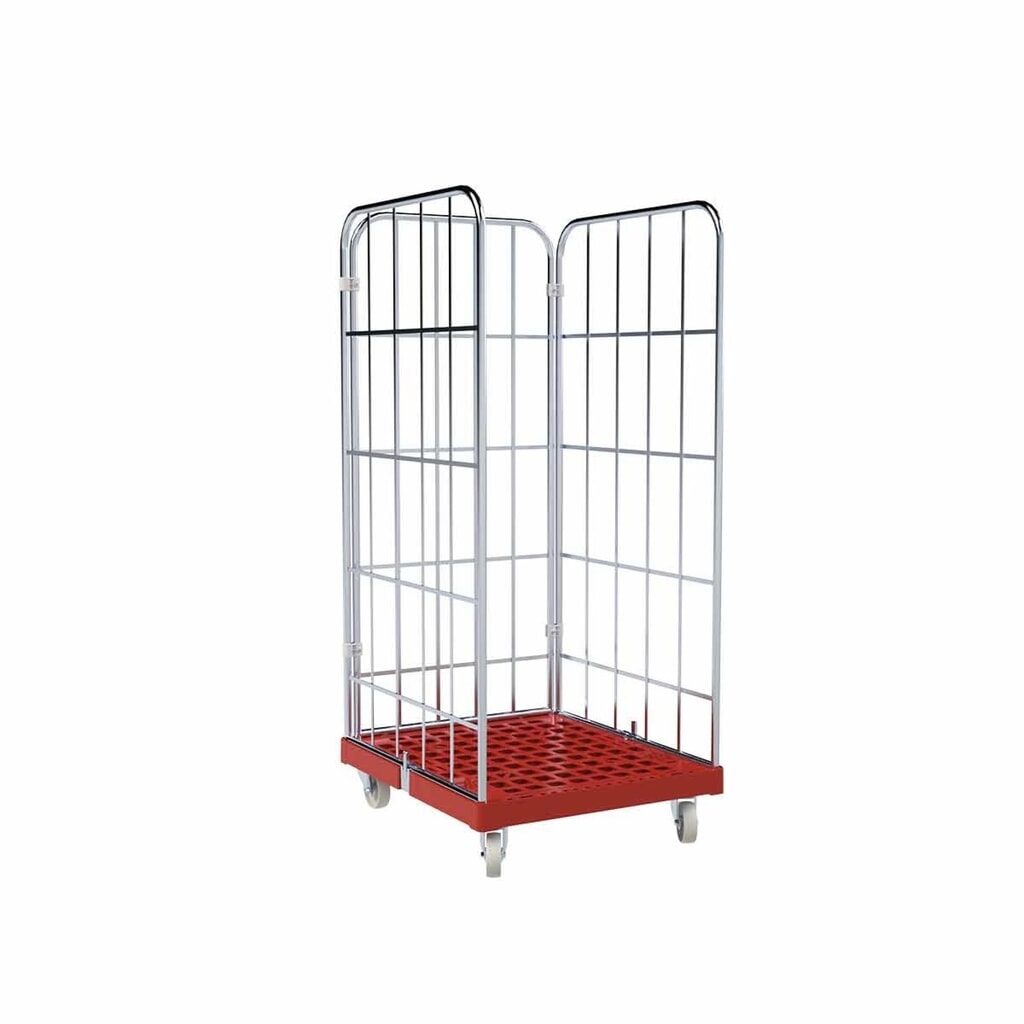 Illustration du produit: Conteneur à roulettes Classic, 3 côtés, galvanisé, plaque roulante en plastique, H x l x P 1 650 x 724 x 815 mm, rouge feu
