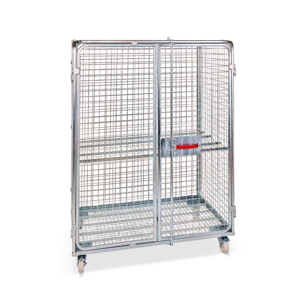 Illustration du produit: Conteneur à roulettes en acier antivol, HxlxP 1820 x 1200 x 800 mm, galvanisé bleu