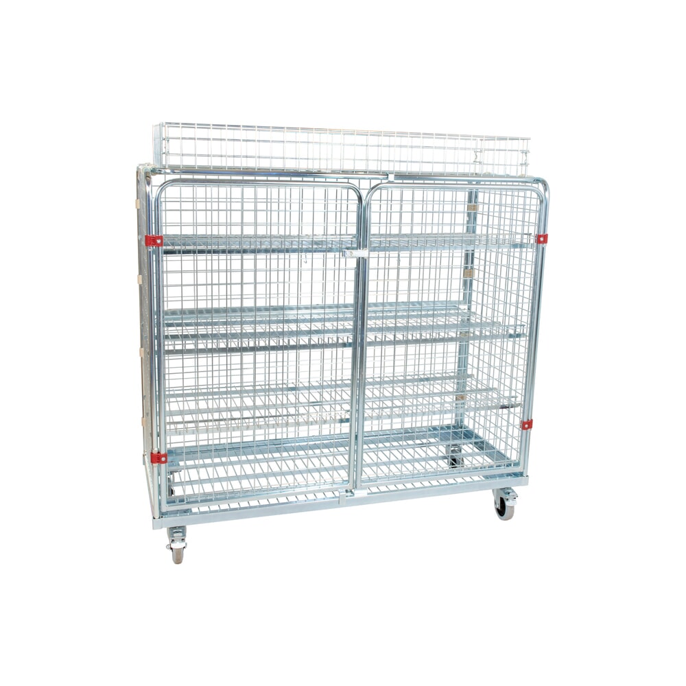 Illustration du produit: Bac à roulettes en métal, 5 côtés, à mailles fines, avec panier à poser, HxlxP 1 700 x 620 x 1 500 mm