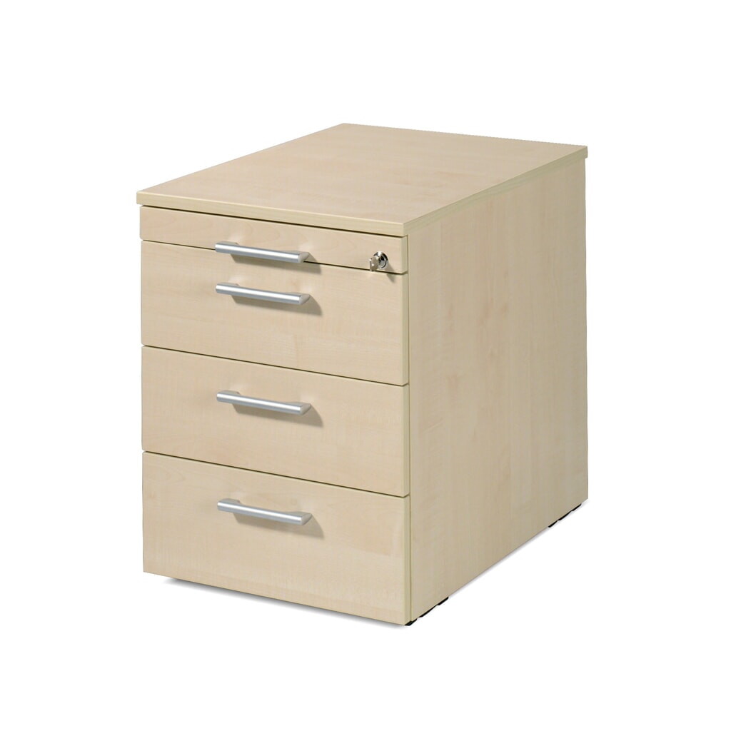 Illustration du produit: Conteneur à roulettes Lissabon, H x l x P 566 x 600 x 430 mm, 3 inserts en plastique, érable