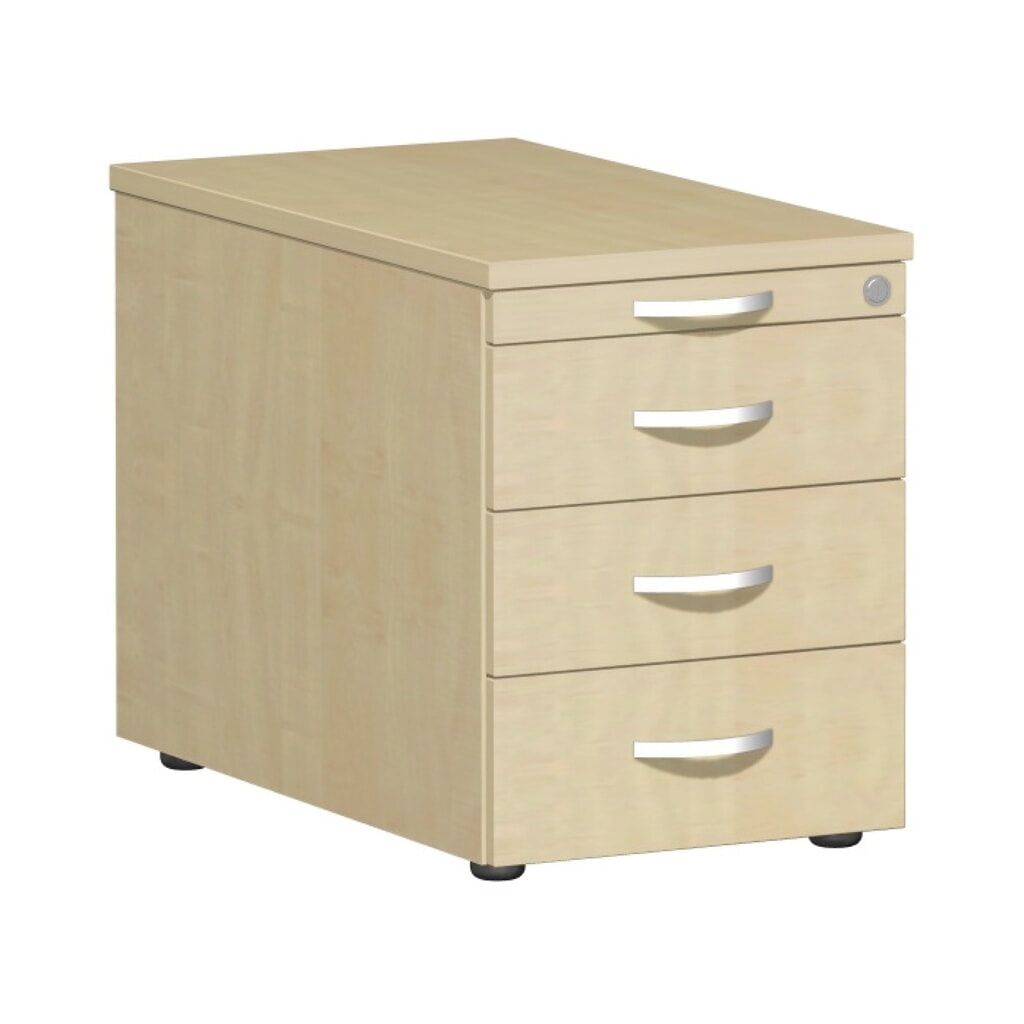 Illustration du produit: Conteneur à roulettes Lissabon, H x l x P 566 x 800 x 430 mm, 3 inserts en métal, érable
