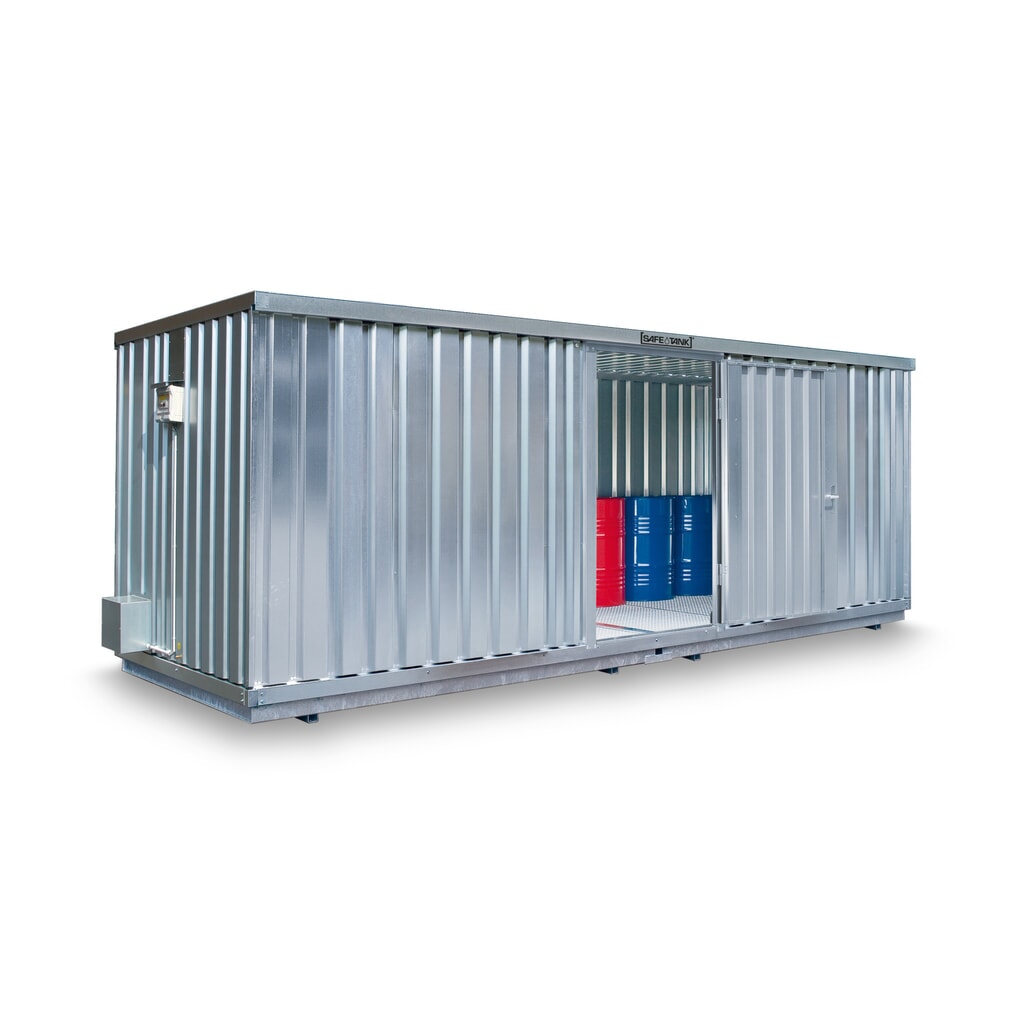 Conteneur pour substances dangereuses SAFE Tank 300, installation à l'extérieur, ALG, galvanisé, monté, dimensions extérieures 2 100x1 440x2 300 mm, porte à doubles battants (division asymétrique), au centre du côté de 2 m, surface de Illustration du produit: Conteneur pour substances dangereuses SAFE Tank 300, installation à l'extérieur, ALG, galvanisé, monté, dimensions extérieures 2 100x1 440x2 300 mm, porte à doubles battants (division asymétrique), au centre du côté de 2 m, surface de