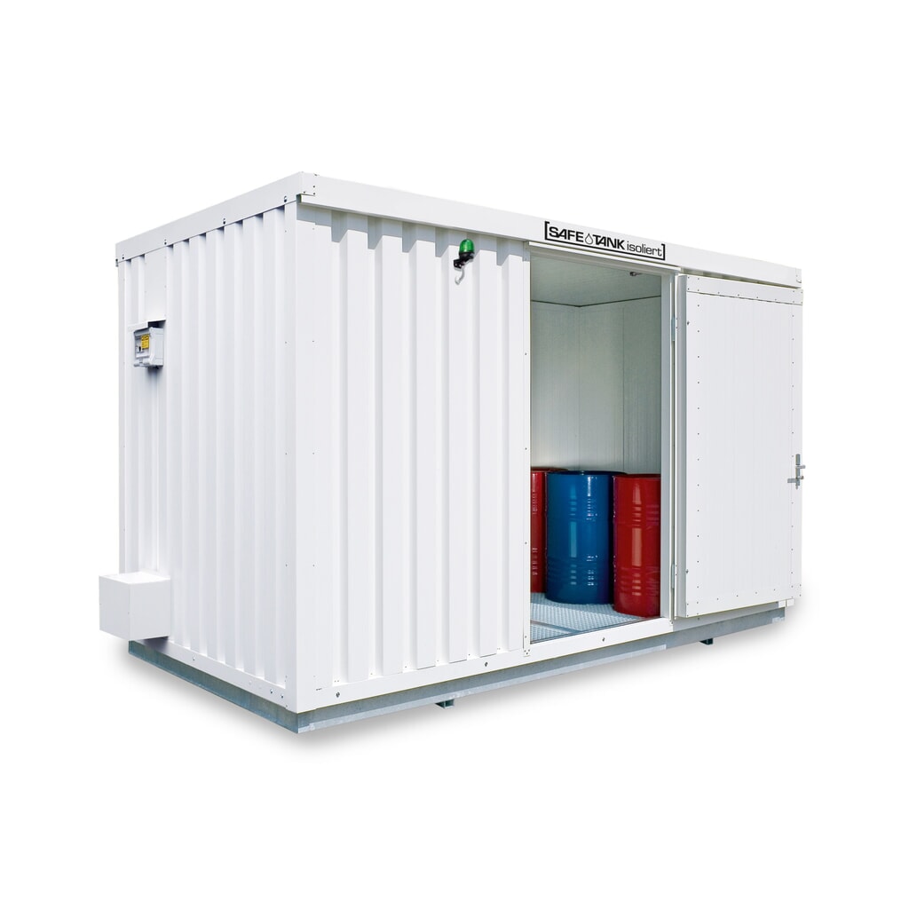 Conteneur pour substances dangereuses SAFE Tank 1700 ECO, à haut rendement énergétique grâce à la commande du ventilateur en fonction des besoins, dimensions extérieures 5 380x2 170x2 520 mm, porte à un battant, au centre du côté large, Illustration du produit: Conteneur pour substances dangereuses SAFE Tank 1700 ECO, à haut rendement énergétique grâce à la commande du ventilateur en fonction des besoins, dimensions extérieures 5 380x2 170x2 520 mm, porte à un battant, au centre du côté large,