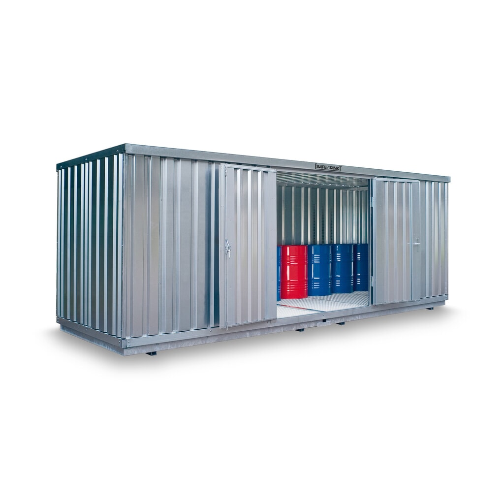 Conteneur pour substances dangereuses SAFE Tank 1700, galvanisé, monté, WGK, installation à l'intérieur et à l'extérieur, dimensions extérieures 5 080x2 170x2 300 mm, porte à un battant, au centre dans le côté de 2 m, surface de stockage Illustration du produit: Conteneur pour substances dangereuses SAFE Tank 1700, galvanisé, monté, WGK, installation à l'intérieur et à l'extérieur, dimensions extérieures 5 080x2 170x2 300 mm, porte à un battant, au centre dans le côté de 2 m, surface de stockage