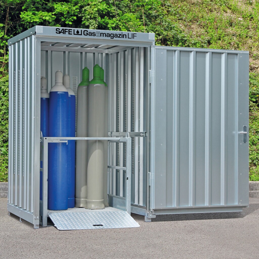 Conteneur de Stockage de bouteilles de gaz sans cadre, HxLxP 2 250 x 1 420 x 1,490 mm Illustration du produit: Conteneur de Stockage de bouteilles de gaz sans cadre, HxLxP 2 250 x 1 420 x 1,490 mm