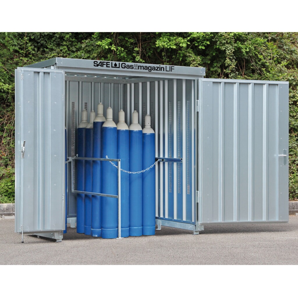 Conteneur de stockage pour bouteilles de gaz sans cadre de sol, HxlxP 2 250 x 2 100 x 1 140 mm Illustration du produit: Conteneur de stockage pour bouteilles de gaz sans cadre de sol, HxlxP 2 250 x 2 100 x 1 140 mm