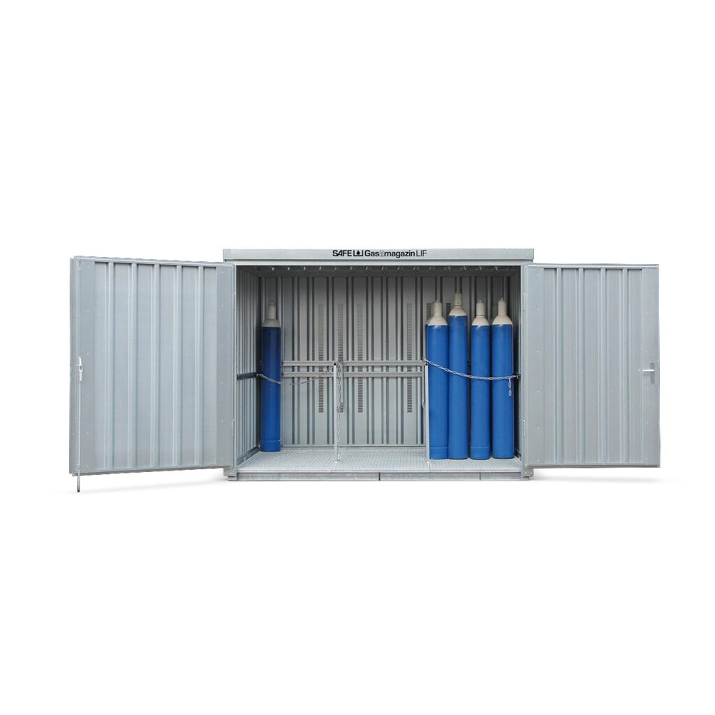 Illustration du produit: Conteneur de stockage pour bouteilles de gaz avec cadre de sol, HxlxP 2 250 x 3 005 x 2 170 mm