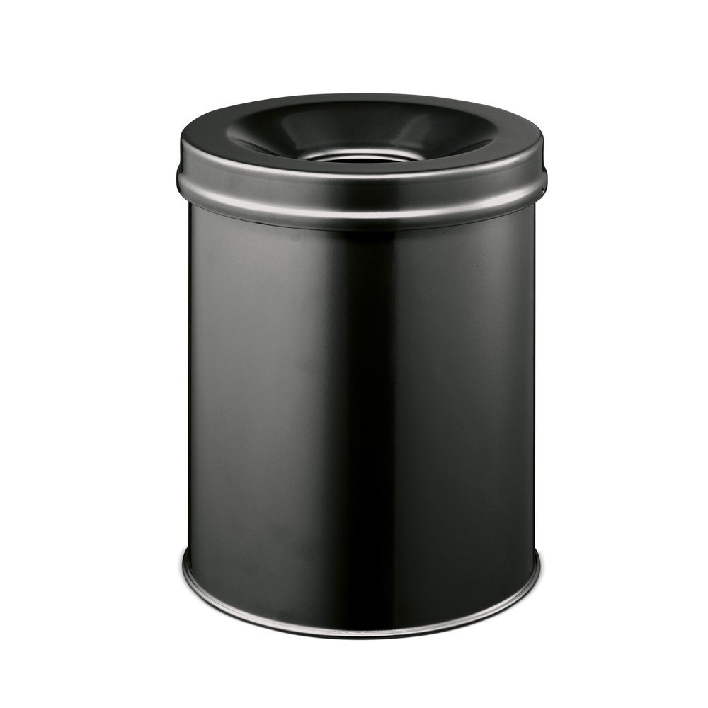 Illustration du produit: DURABLE® Corbeille à papier de sécurité, en acier, 15 litres, couvercle étouffoir, noire