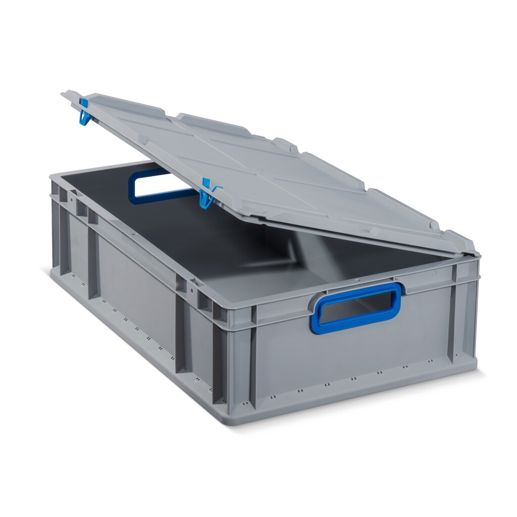 Couvercle à charnières, sans fermetures pour bac empilable format Europe, pour lxP 400 x 300 mm N° de l'image du produit 2 : Couvercle à charnières, sans fermetures pour bac empilable format Europe, pour lxP 400 x 300 mm
