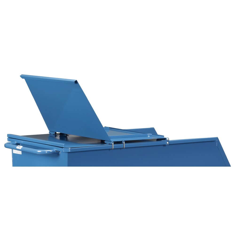 N° de l'image du produit 3 : Couvercle rabattable pour benne basculante fetra®, avec roulettes, bleu, 0,45 m³