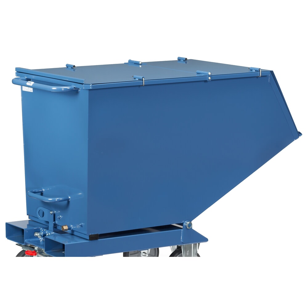 N° de l'image du produit 1 : Couvercle rabattable pour benne basculante fetra®, avec roulettes, bleu, 0,45 m³