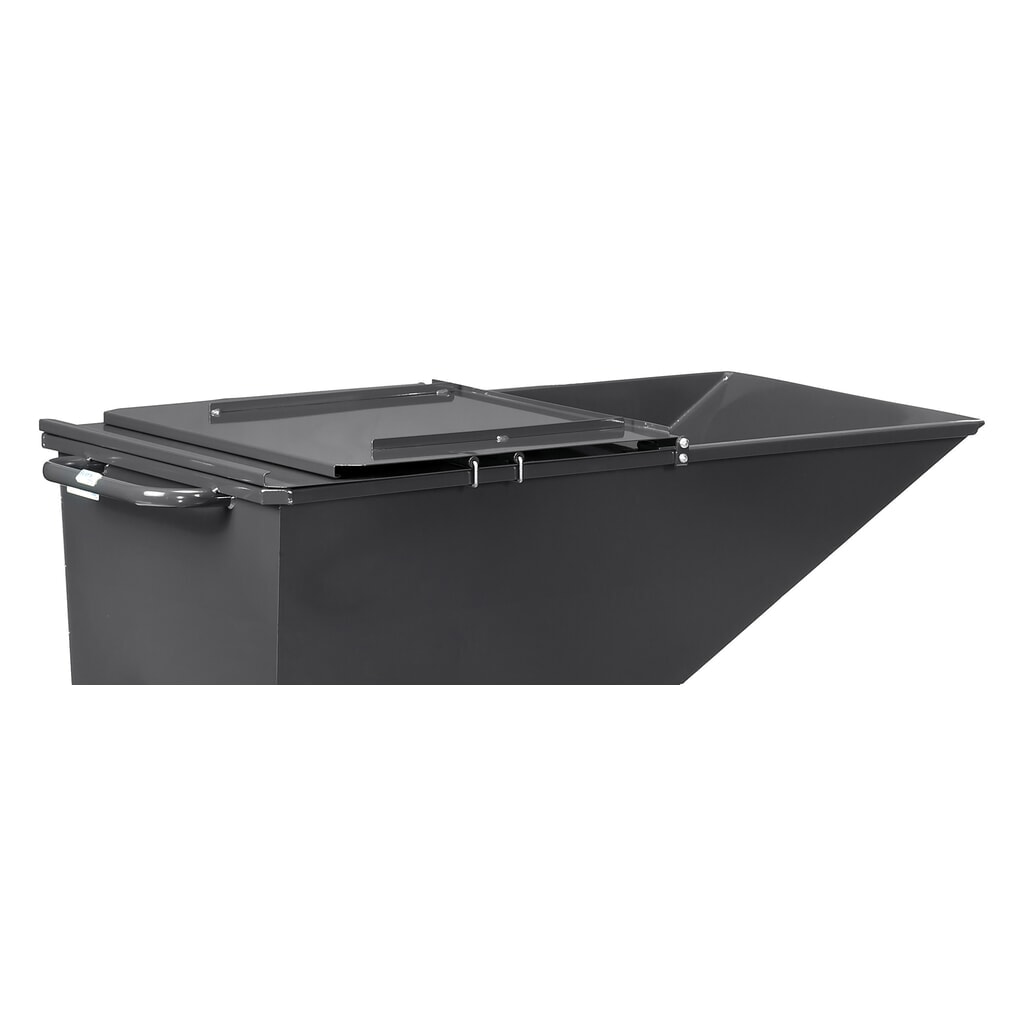 Couvercle rabattable pour benne basculante fetra®, avec roulettes, gris anthracite, 0,25 m³ N° de l'image du produit 3 : Couvercle rabattable pour benne basculante fetra®, avec roulettes, gris anthracite, 0,25 m³