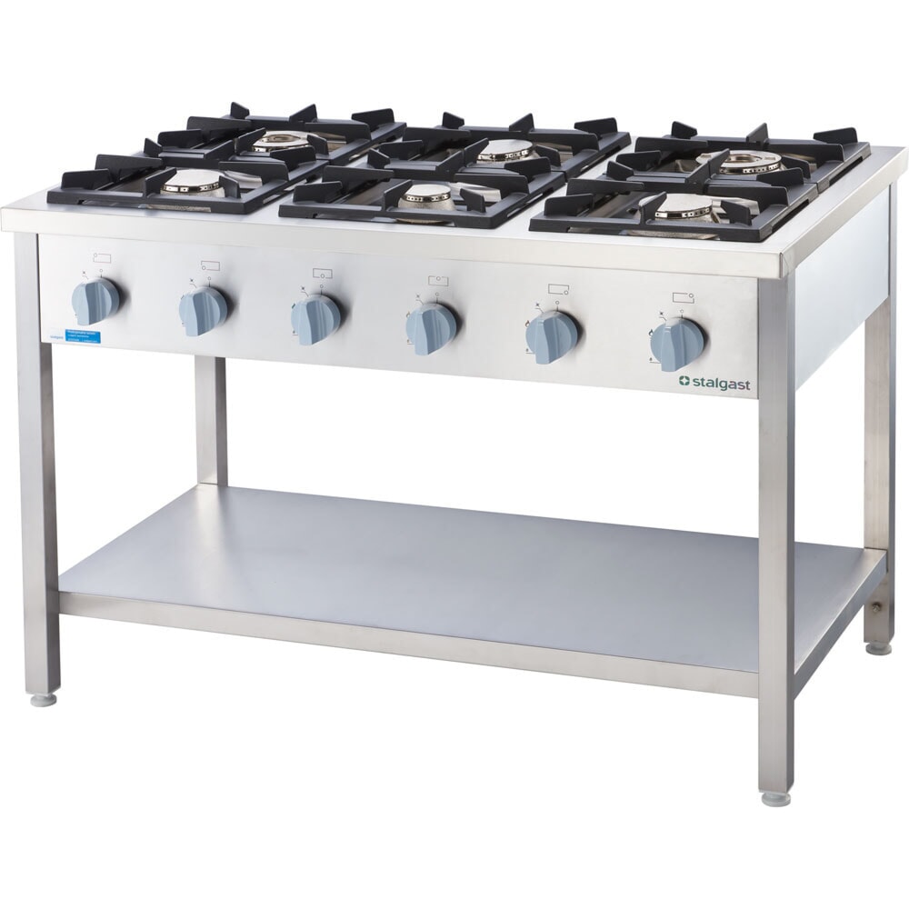 Illustration du produit: Cuisinière à gaz Stalgast série 700 – G20, 6 feux (3,5+3x5+2x7), 1200 x 700 x 850 mm (L x P x H)