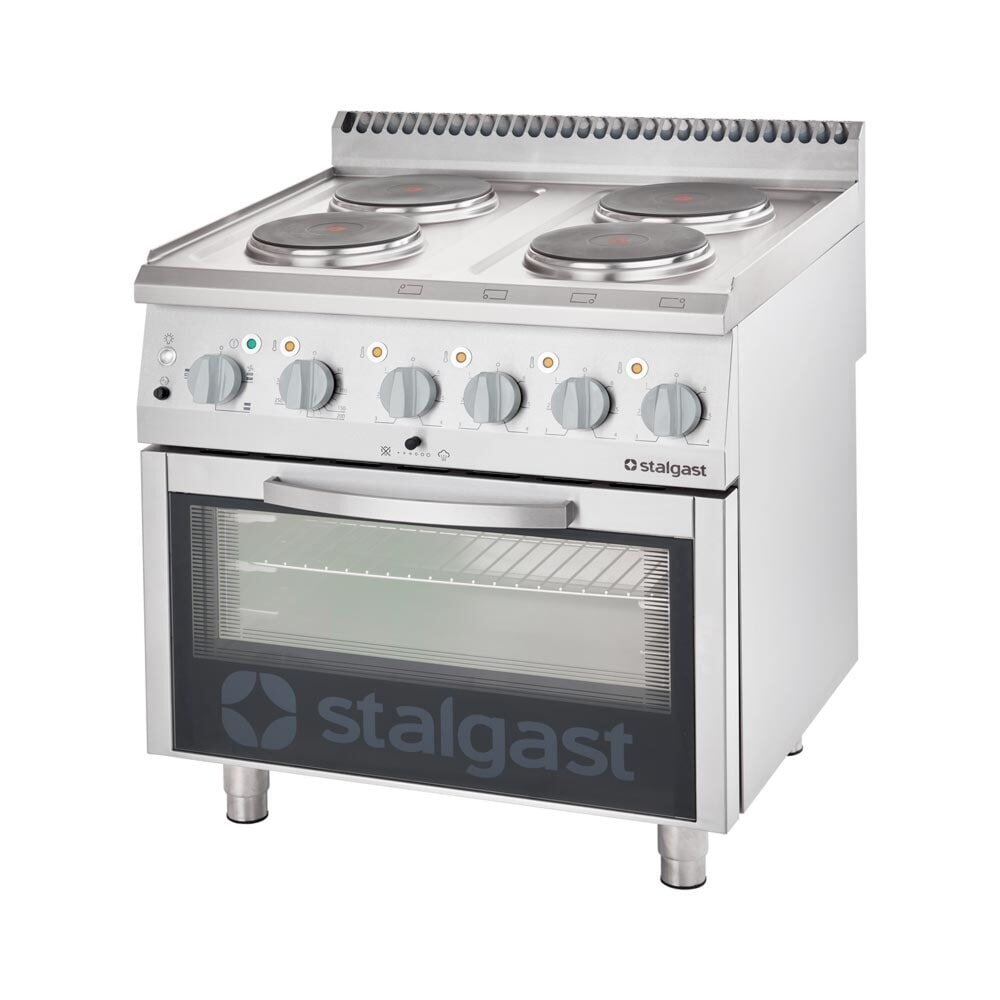 N° de l'image du produit 1 : Cuisinière électrique Stalgast avec 4 plaques de cuisson et four à convection GN 1/1, Série 700 ND