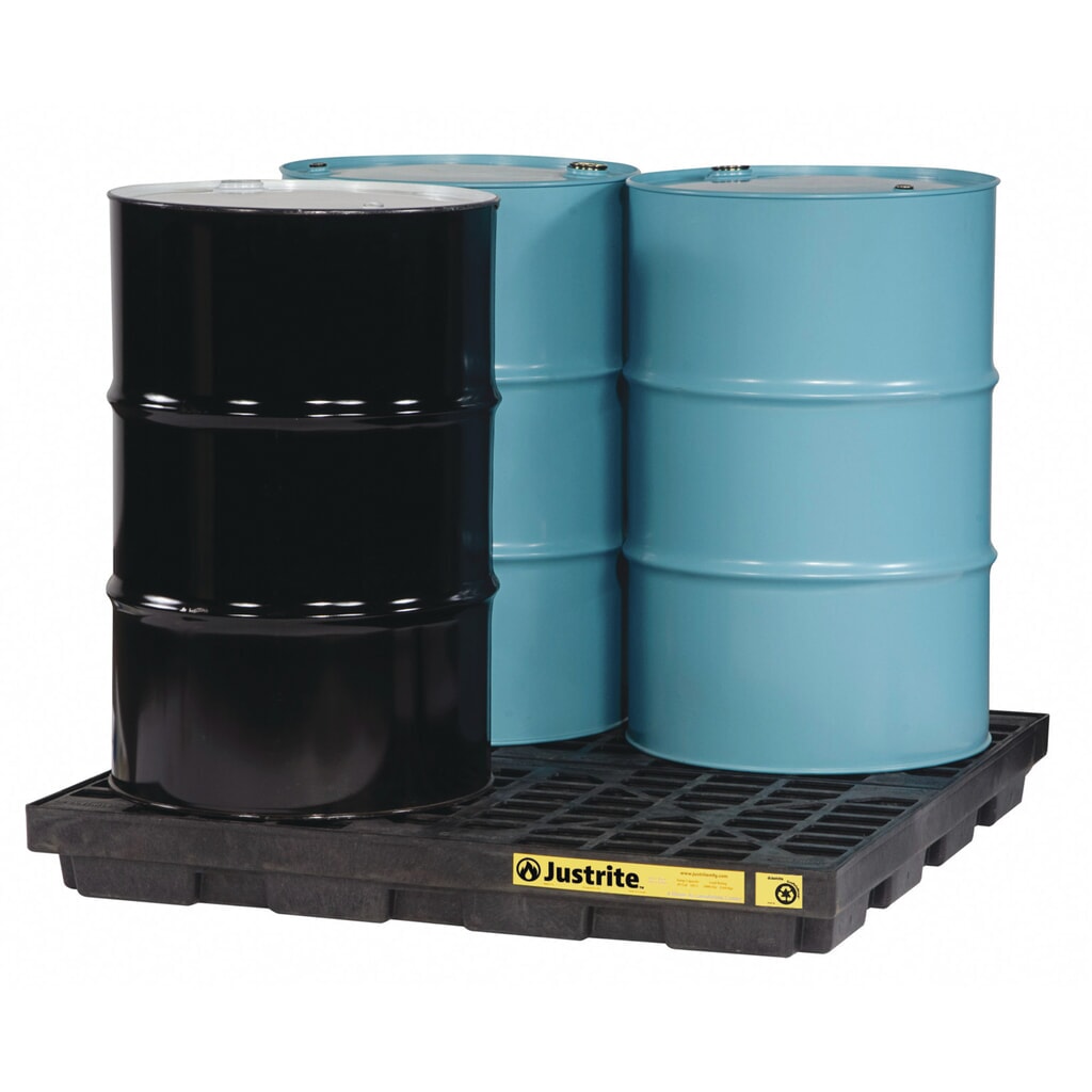 Justrite® bac de rétention plat en polyéthylène (PE), 4 x 200 l, contenance 185 l, noir N° de l'image du produit 3 : Justrite® bac de rétention plat en polyéthylène (PE), 4 x 200 l, contenance 185 l, noir