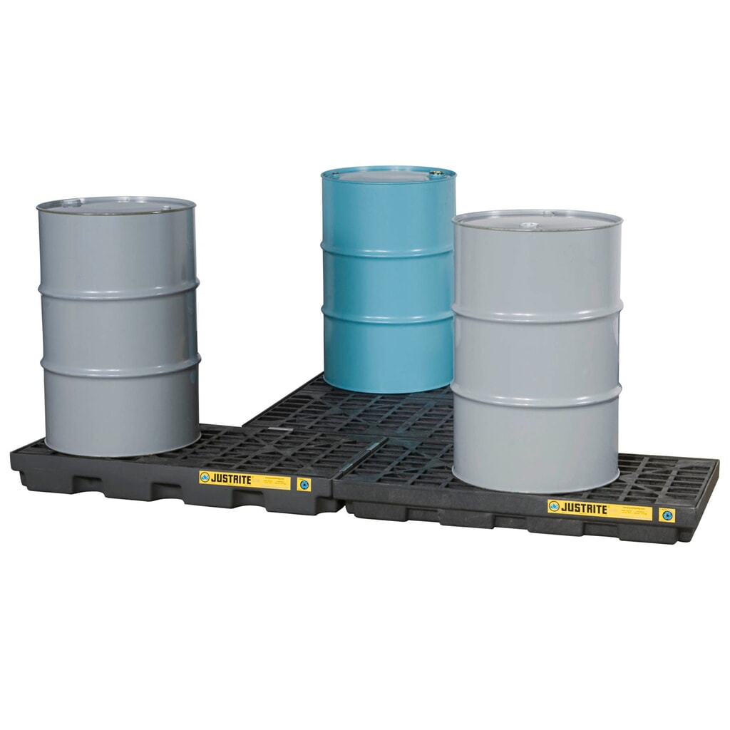 N° de l'image du produit 2 : Justrite® bac de rétention plat en polyéthylène (PE), 2 x 200 l, contenance 90 l, noir