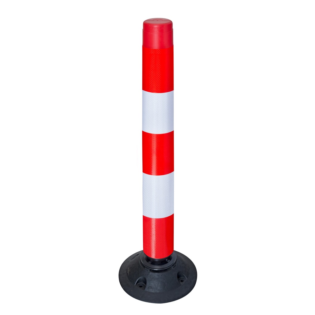 Illustration du produit: Poletet de balisage auto-relevable FlexPin, rouge/blanc, hauteur 1 000 mm