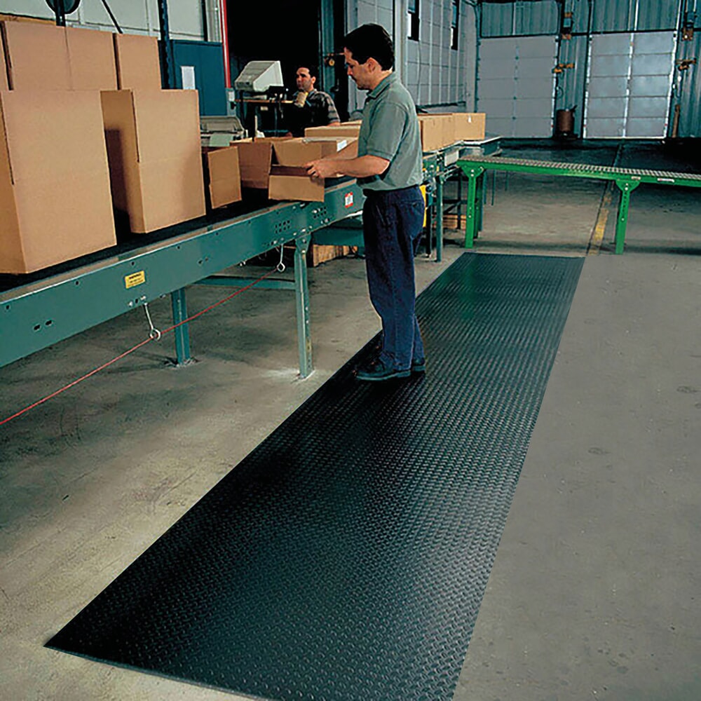 N° de l'image du produit 3 : Dalle anti-fatigue, 2 couches, PVC/PU, 910 mm x m linéaire, noir