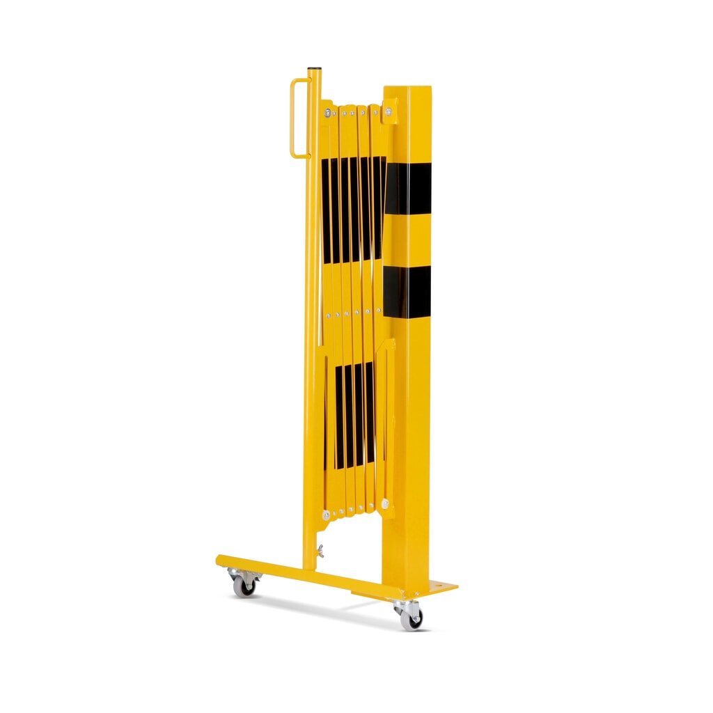 N° de l'image du produit 5 : dancop Barrière extensible, 1 pied à roulette, 1 borne, largeur 3 600 mm, jaune/noir