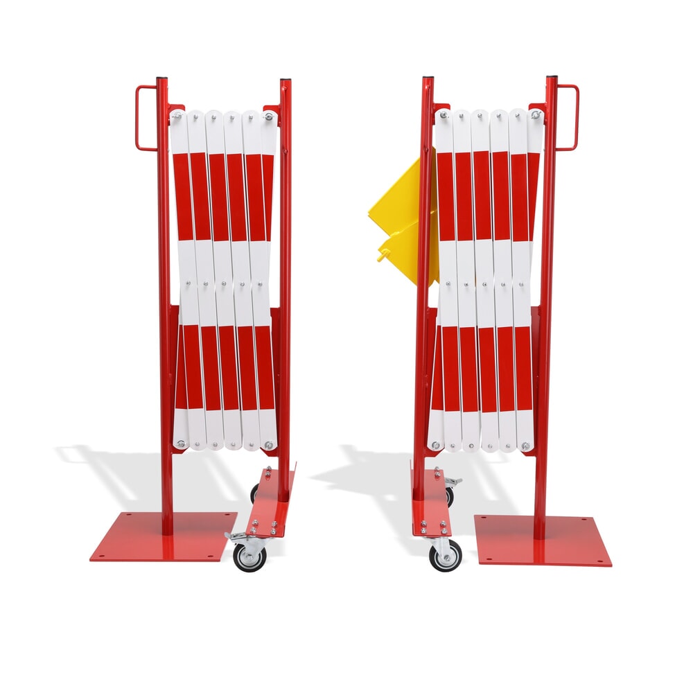 Illustration du produit: dancop Kit de barrière extensible, 2 pieds à roulette, 2 plaques de base, largeur 2 x 2 000 mm, rouge/blanc