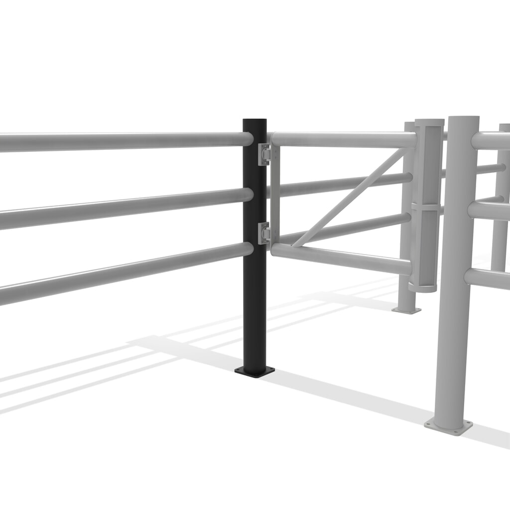 dancop Poteau central de porte battante pour garde-corps de sécurité « Delta », Ø 110 mm, hauteur 1 200 mm, 90° N° de l'image du produit 11 : dancop Poteau central de porte battante pour garde-corps de sécurité « Delta », Ø 110 mm, hauteur 1 200 mm, 90°