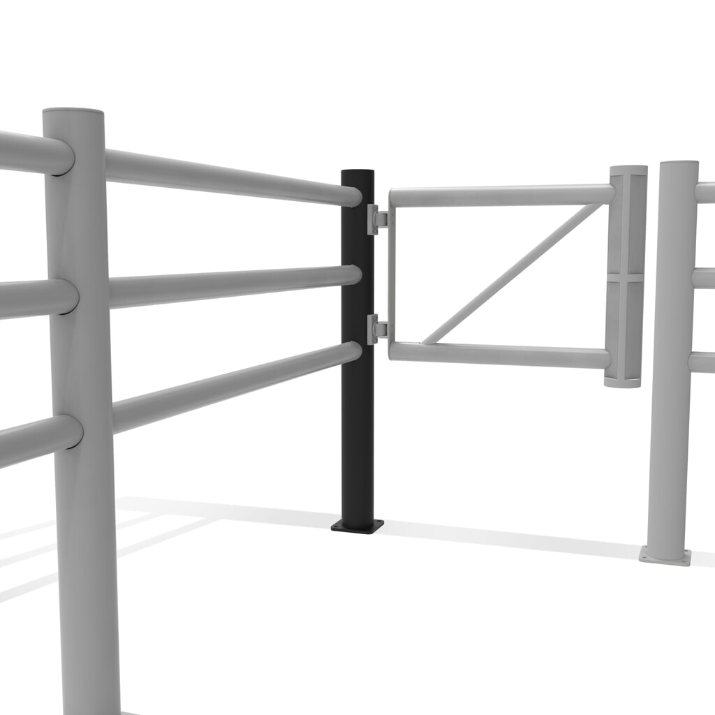 dancop Poteau d’extrémité pour porte battante de garde-corps de sécurité « Delta », Ø 110 mm, hauteur 1 200 mm, 90°, droite N° de l'image du produit 11 : dancop Poteau d’extrémité pour porte battante de garde-corps de sécurité « Delta », Ø 110 mm, hauteur 1 200 mm, 90°, droite