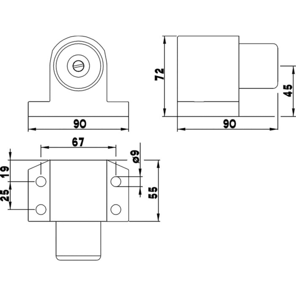 N° de l'image du produit 2 : DENI Anschlagpuffer DENI ROBUSTO, Länge 90 mm, Leichtmetall silber lackiert