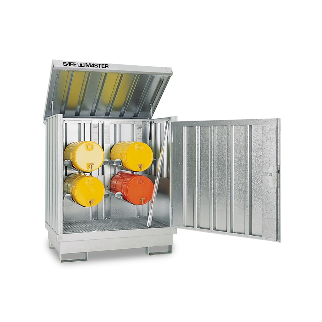 Dépôt de Matériau dangereuses, galvanisé et peint, 2x 200 litres, HxLxP 1,685 x 1,420 x 1,080 mm, gris clair Illustration du produit: Dépôt de Matériau dangereuses, galvanisé et peint, 2x 200 litres, HxLxP 1,685 x 1,420 x 1,080 mm, gris clair