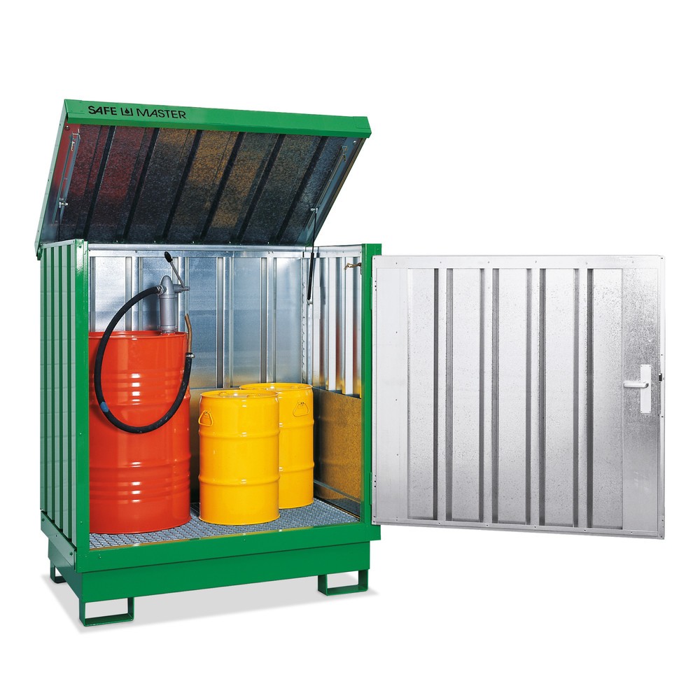 N° de l'image du produit 2 : Dépôt de Matériau dangereuses, galvanisé et peint, 2x 200 litres, HxLxP 1,685 x 1,420 x 1,080 mm, vert herbe
