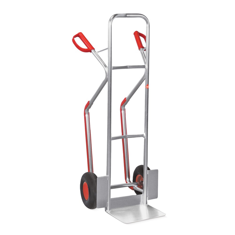 Illustration du produit: Diable d’empilage Ameise®, aluminium, avec patins, capacité de charge 200 kg, bavette l x P 320 x 250 mm, pneus gonflables