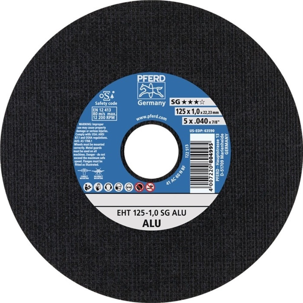 Illustration du produit: Disque à tronçonner SG ALU D125x1 mm droit aluminium perçage 22,23 mm PFERD