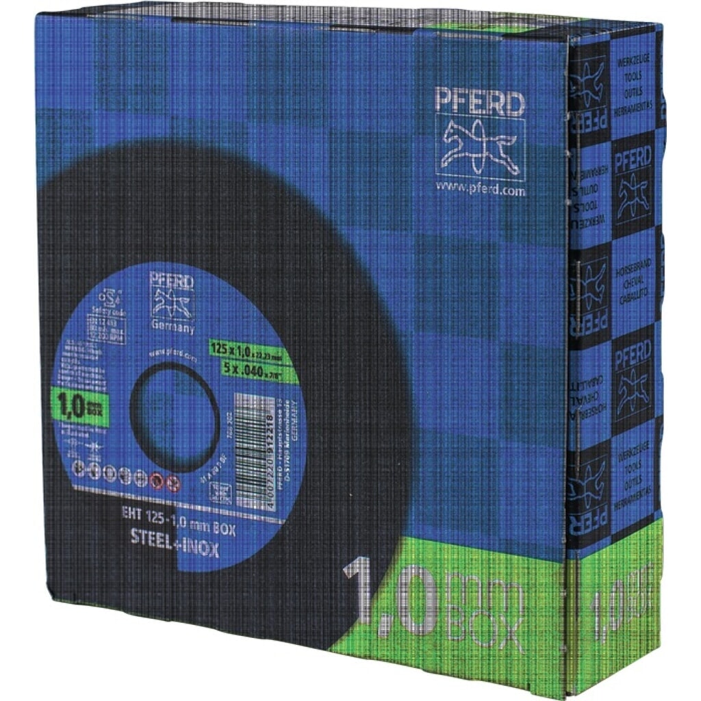Disque à tronçonner PFERD STEELOX BOX D125 x 1 mm ger.inox foret 22,23 mm Caisse de 25 Illustration du produit: Disque à tronçonner PFERD STEELOX BOX D125 x 1 mm ger.inox foret 22,23 mm Caisse de 25