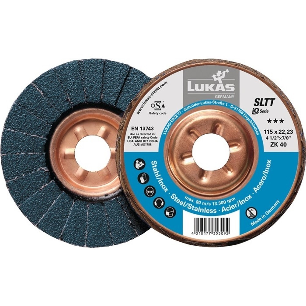 Illustration du produit: Disque à lamelles SLTT ZK D. 115 mm granulation 40 plat acier corindon zirconien