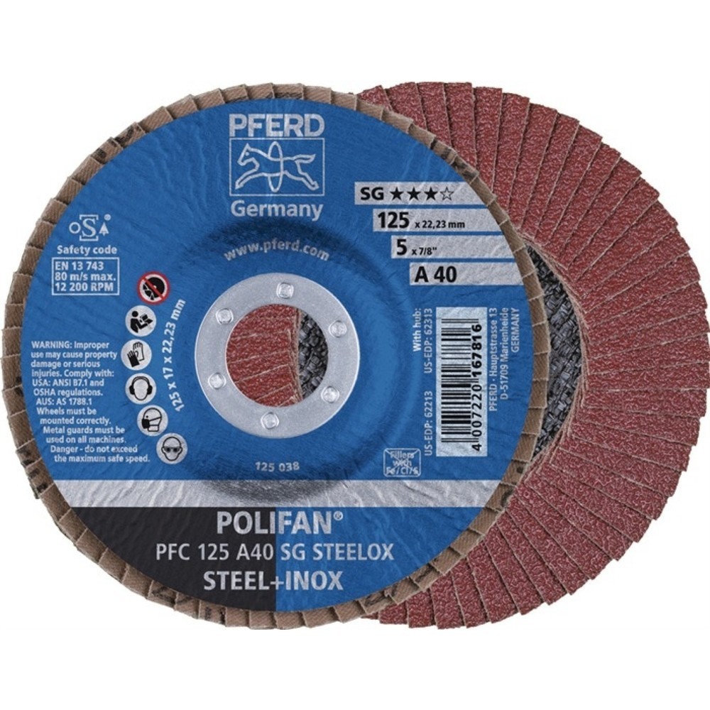 Illustration du produit: Disque à lamelles POLIFAN A SG STEELOX D. 125 mm granulation A-40 conique INOX c
