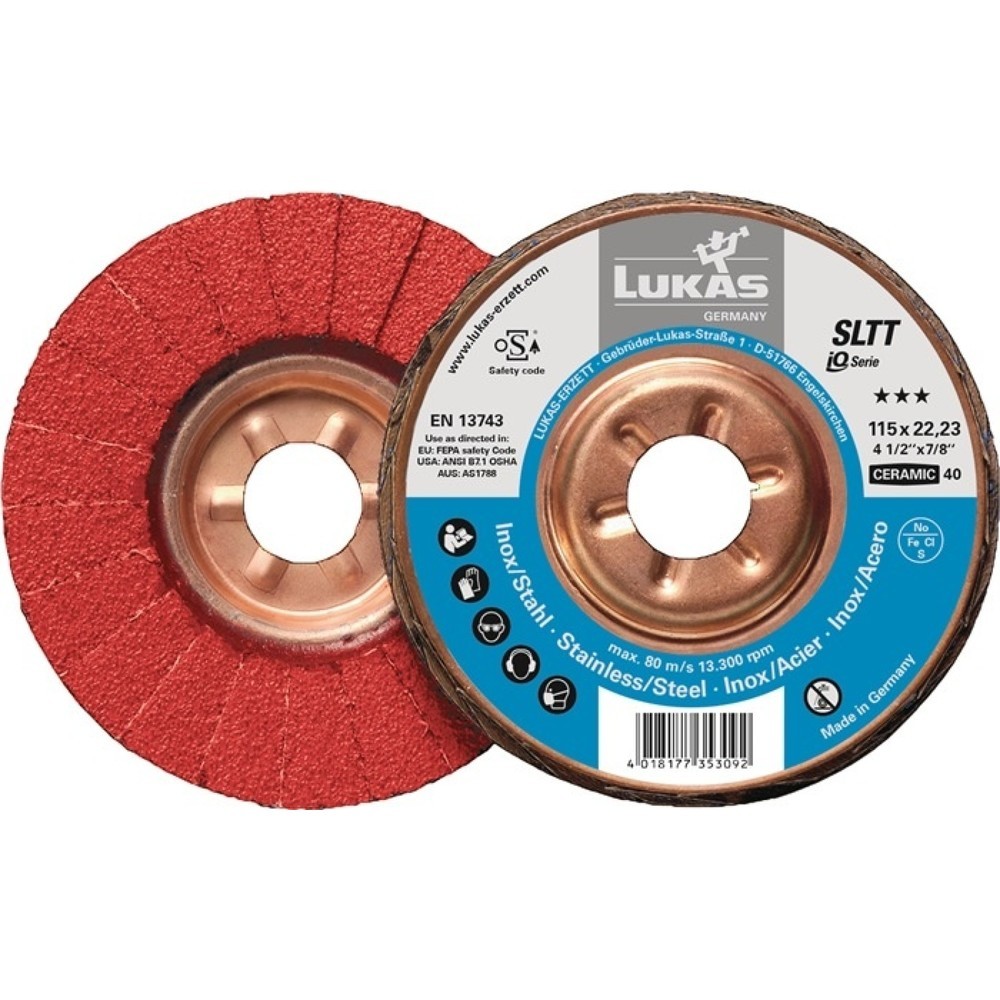 Illustration du produit: Disque à lamelles SLTT Ceramic D. 125 mm granulation 40 plat INOX/acier grain cé