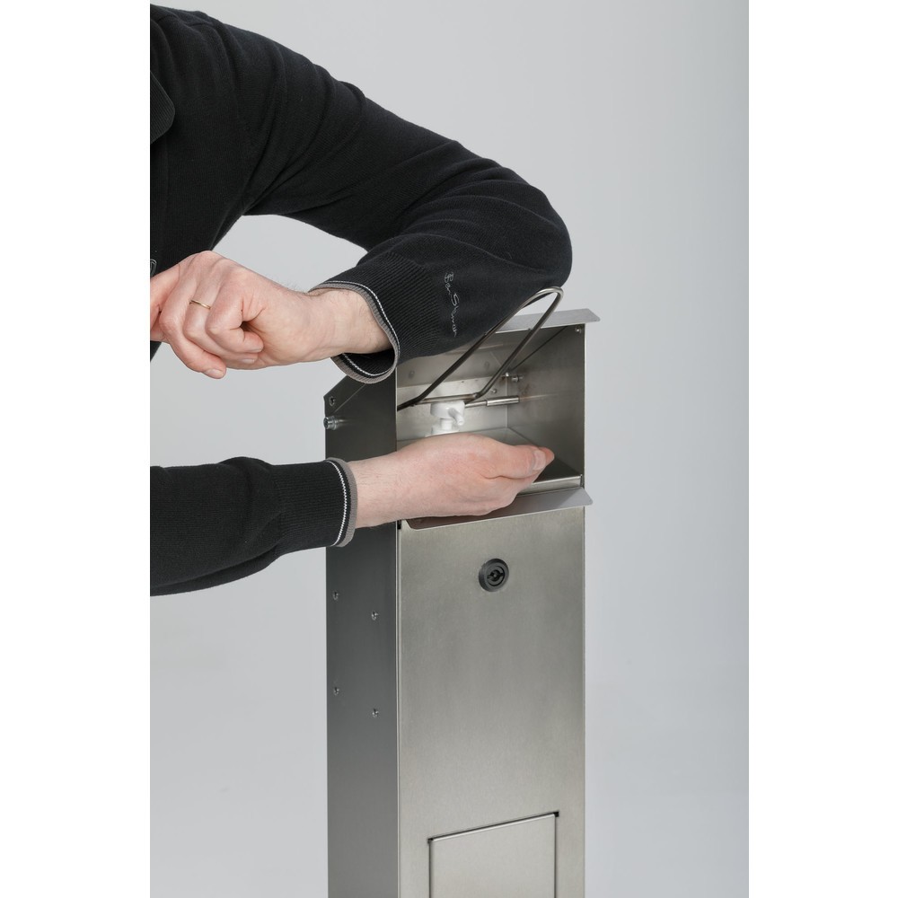 N° de l'image du produit 2 : Distributeur de désinfectant pour les mains VAR® HDS 115, montage au sol, acier inoxydable