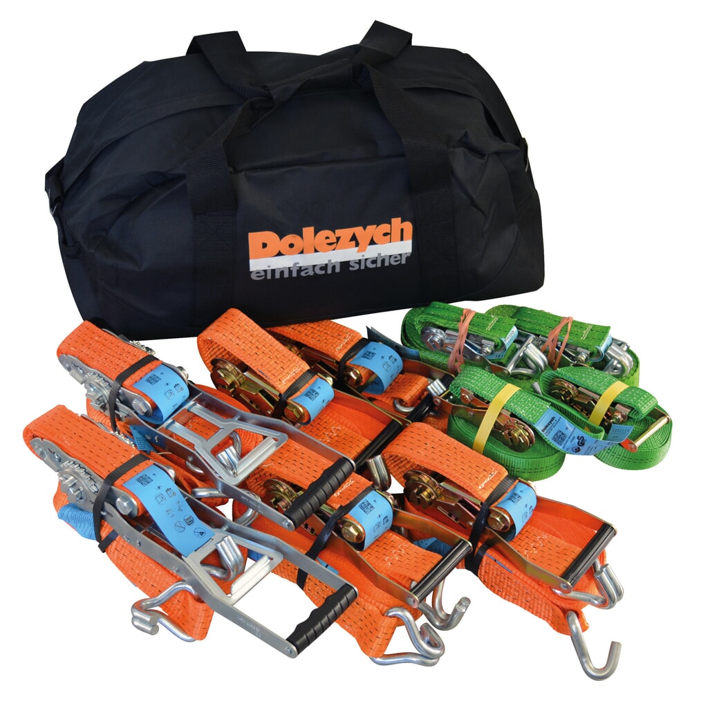 Kit d'arrimage de charge Dolezych « Praxis » avec choix de sangles d'arrimage dans un sac de sport Illustration du produit: Kit d'arrimage de charge Dolezych « Praxis » avec choix de sangles d'arrimage dans un sac de sport