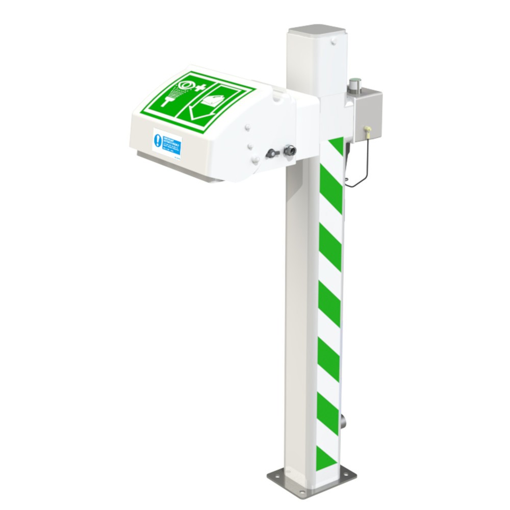Illustration du produit: Douchette yeux/visage Justrite® AH45GP Hughes, modèle sur pied, extérieur